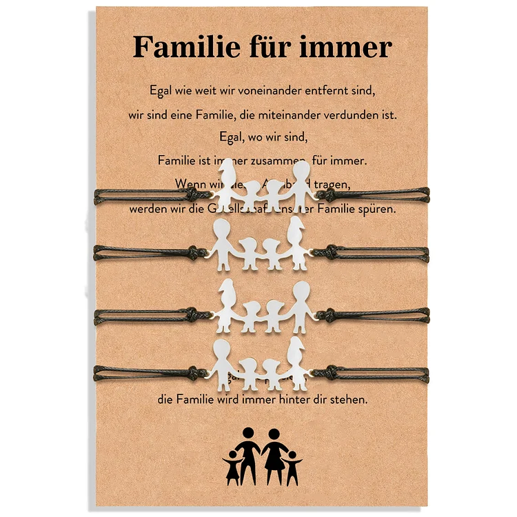 Kettenmachen Familie für immer Armbänder Set-Papa & 2 Söhne & Mama-Geschenk mit Nachrichtenkarte