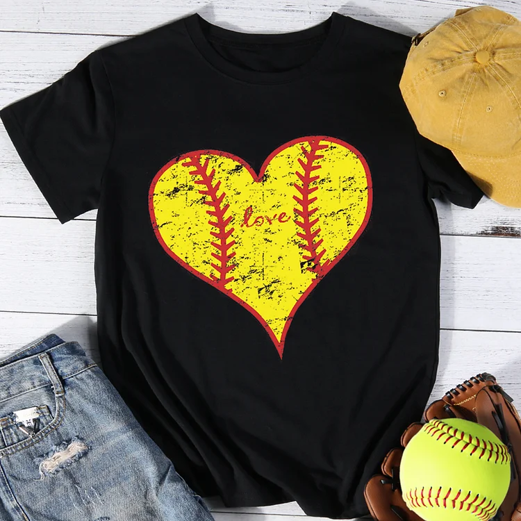 Softball love heart T-Shirt Tee-014435-Annaletters