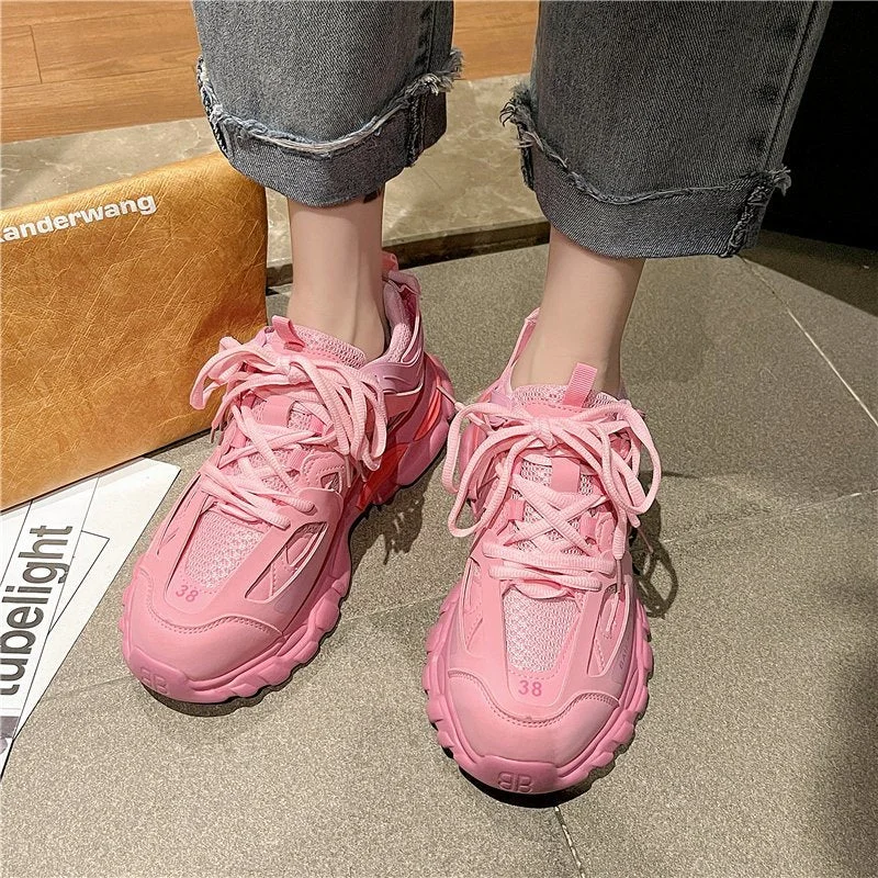 Winter Chunky Sneakers Women 2021 Trendy Designer Women's Dad Shoes Pink Sport Casual Shoes Fashion Women's Sneakers