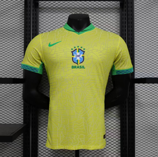 2024 Brazil Home Player Version Men's Football T-Shirt