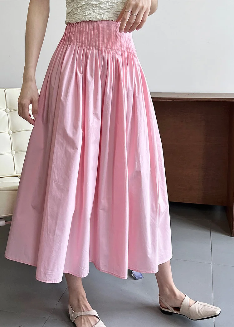 Organic Pink Wrinkled Exra Large Hem Cotton A Line Skirt Spring