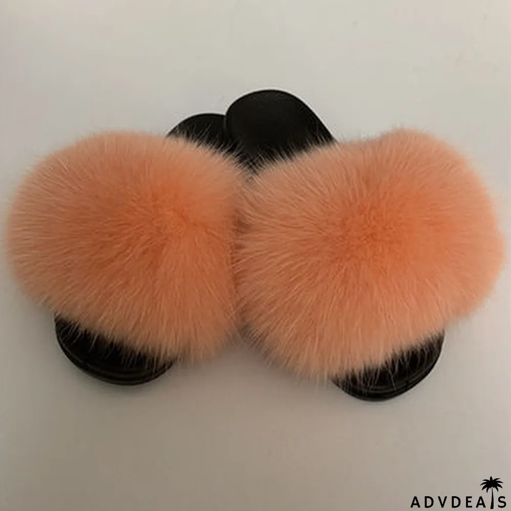 Furry Slippers Flat Half-drag Slippers