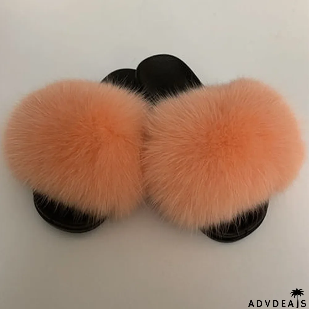 Furry Slippers Flat Half-drag Slippers
