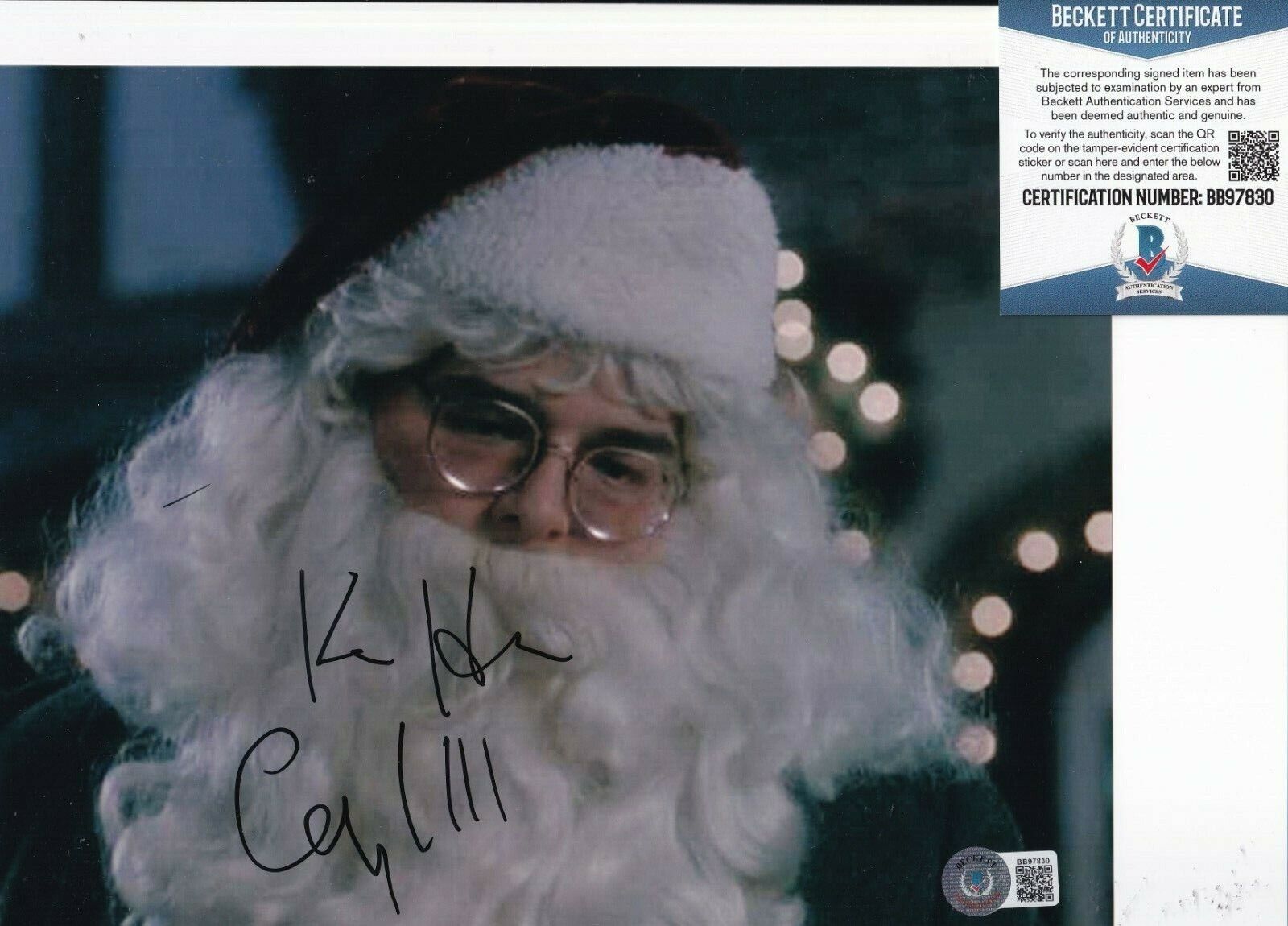 KEN HUDSON CAMPBELL signed (HOME ALONE) Santa Movie 8X10 Photo Poster painting BECKETT BB97830