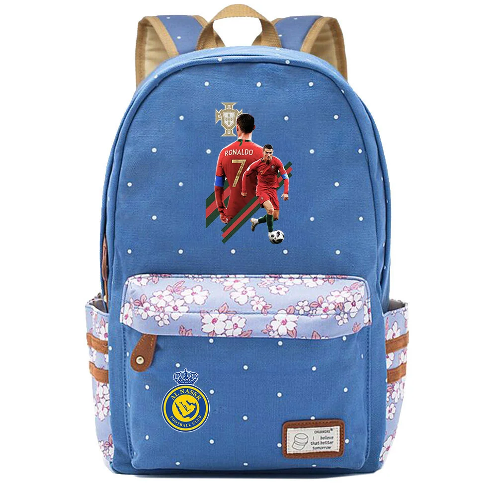 Buzzdaisy Cristiano Ronaldo Backpack - Stylish & Spacious Schoolbag with Double Side Pockets for Leisure Travel