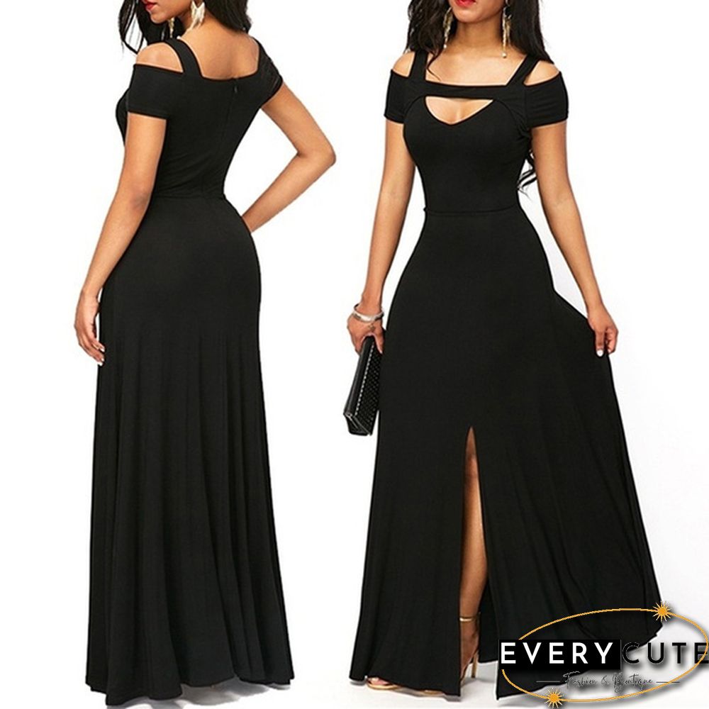 Womens Cold Shoulder V Neck Bodycon Prom Evening Club Maxi Long Dresses(3 Colors,S - 5XL)