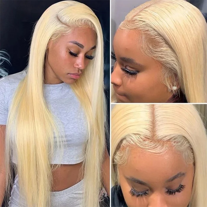 Blonde Human Hair HD Lace Straight Wig  | Glueless Wigs | 100% Real Natural Human Hair Wigs | Medium & Long Wig