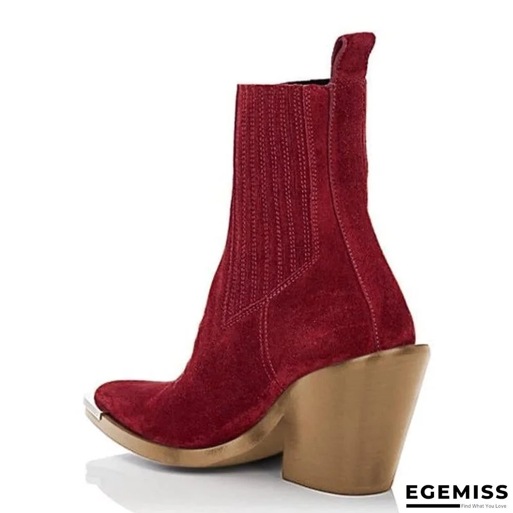 Chunky Heel Pointed Ankle Boots | EGEMISS