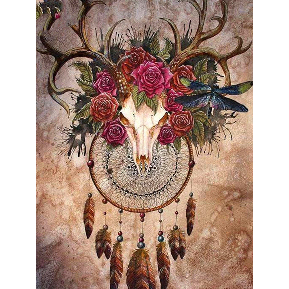 

(Multi-Size) Goat Skull Dreamcatcher - Round/Square Drill Diamond Painting 30*40CM/40*50CM, Square diamond 30*40cm, 501 Original