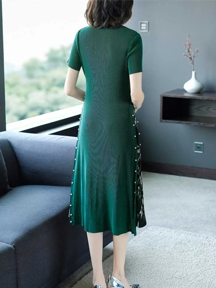 Women's new printed pleated dress