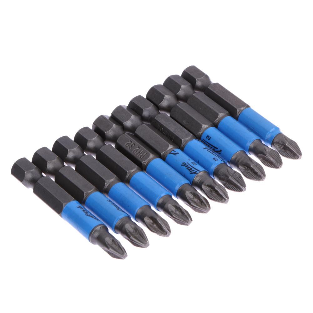 

10pc Anti Slip Electric Screwdriver Bits 1/4 Hex Shank Ph2 50mm Single Side, 501 Original