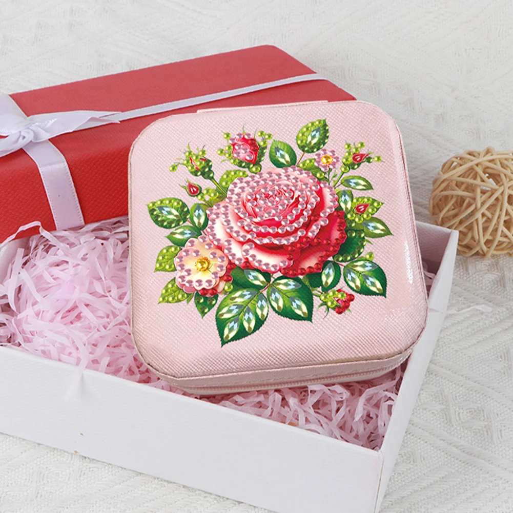 5D DIY Rose Special Shape Diamond Painting Jewelry Box for Art Crafts