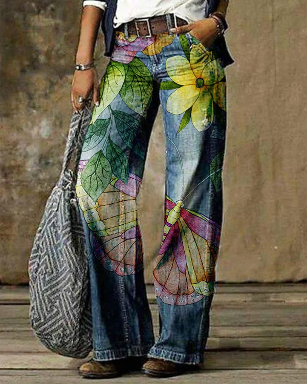 Women's Butterfly Floral Pants