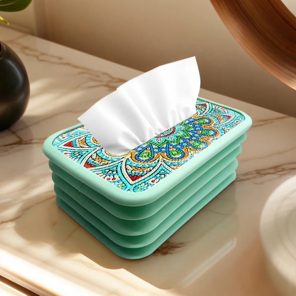 DIY Acrylic Mandala Flower Diamond Painting Paper Towel Dispenser Decor for Beginners
