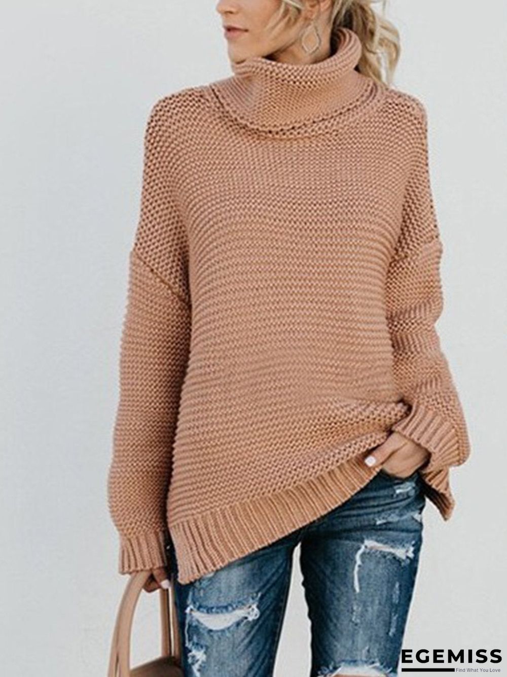 Long Sleeve Turtle Neck Casual Sweater | EGEMISS