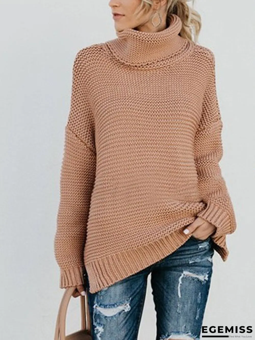 Long Sleeve Turtle Neck Casual Sweater | EGEMISS