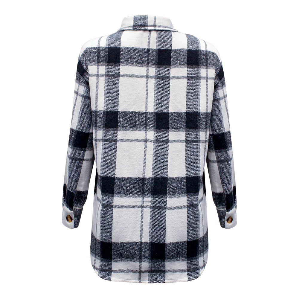 Spring Casual Cardigan Coat: Women's Long Sleeve Plaid Shirt - Ootddress