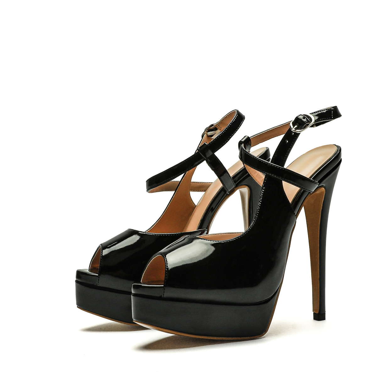 150mm Women's Stiletto High Heels Open Toe Platform Cross Strap Design High Heels-MERUMOTE