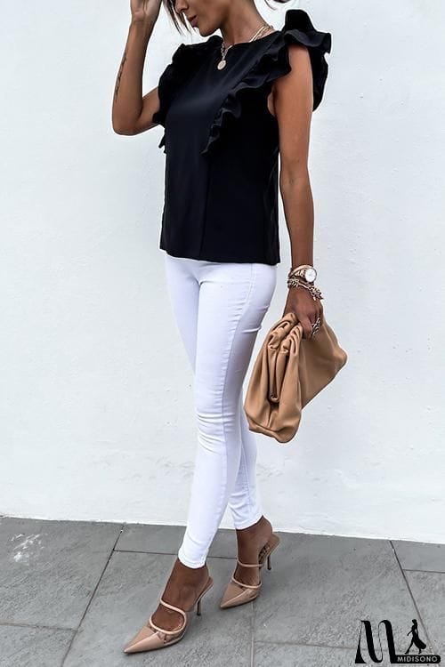 MidiSono - Ruffles Sleeveless T Shirt