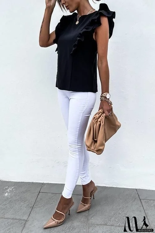 MidiSono - Ruffles Sleeveless T Shirt