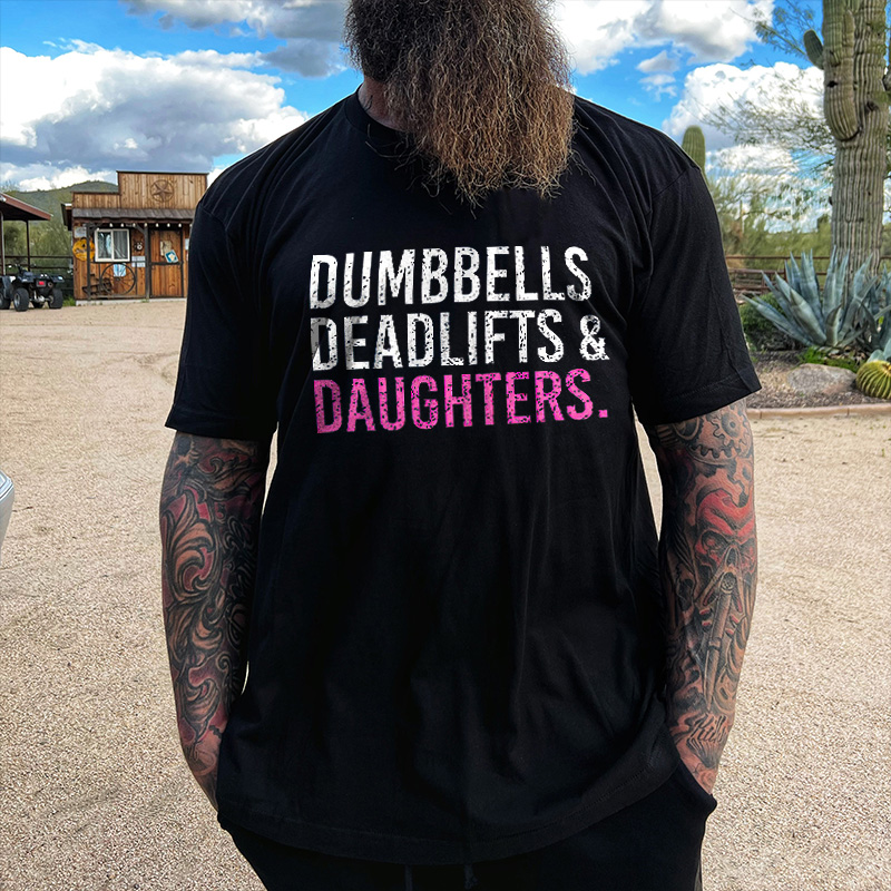 Livereid Dumbbells Deadlifts & Daughters Printed Men's T-shirt - Livereid