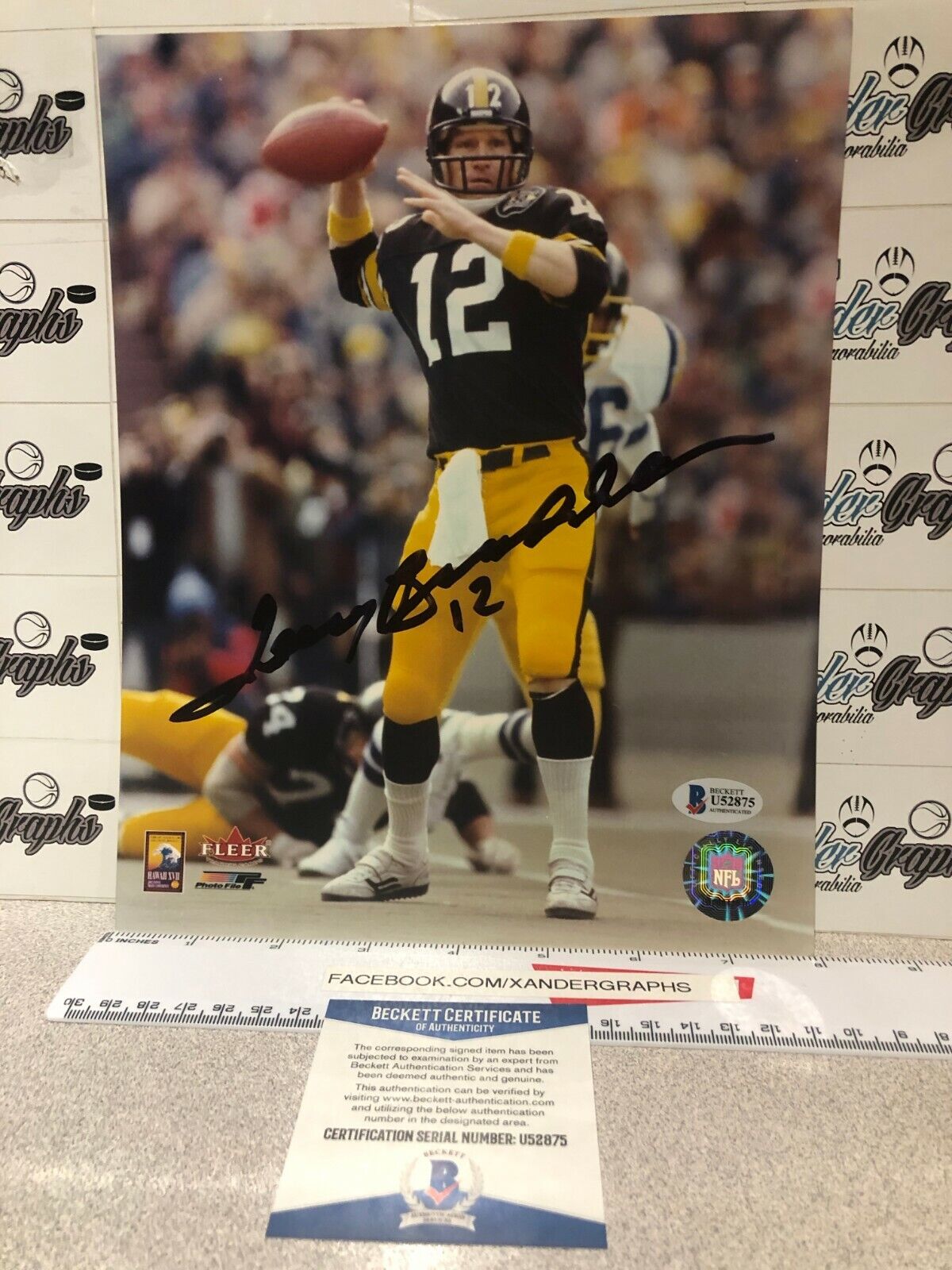 TERRY BRADSHAW PITTSBURGH STEELERS FOX HOF SIGNED AUTOGRAPHED 8X10 Photo Poster painting BAS COA