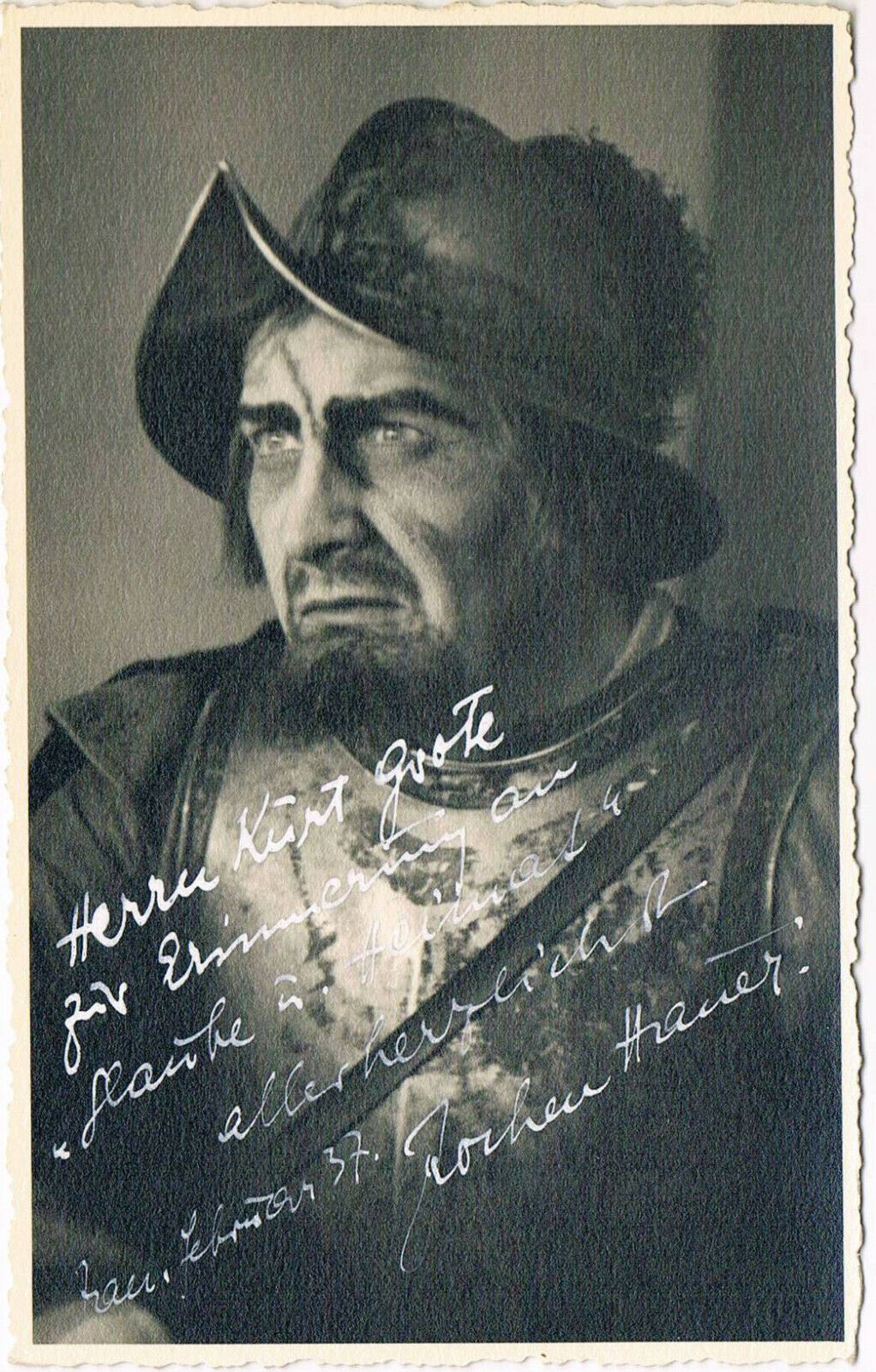 Jochen Hauer 1899-1966 autograph signed postcard Photo Poster painting 3.5x5.5