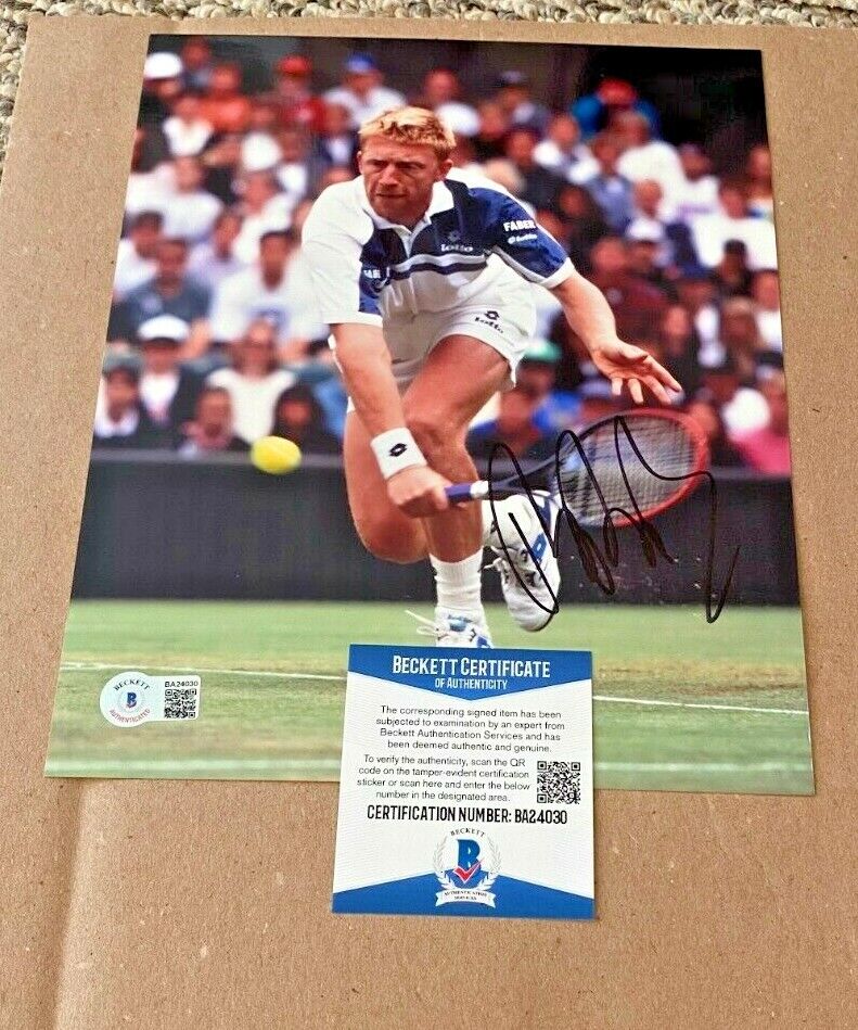 BORIS BECKER SIGNED WIMBLEDON 8X10 TENNIS Photo Poster painting BECKETT CERTIFIED #2