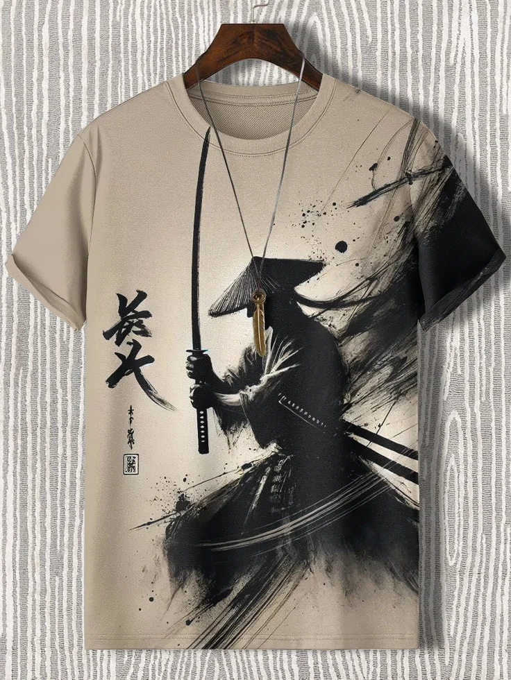Men's The Lone Warrior Ink Art Print Casual T-Shirt