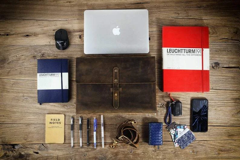 Rustic distressed leather crossbody bag , slim leather computer laptop bag for men , brown leather shoulder messenger bag.