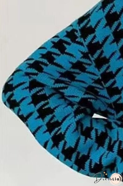 Houndstooth Button Up Long Sleeve Cardigan