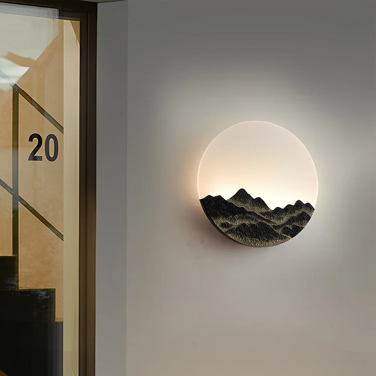 Round Creative Mountain Scenery LED Waterproof Modern Outdoor Wall Lamp - Appledas