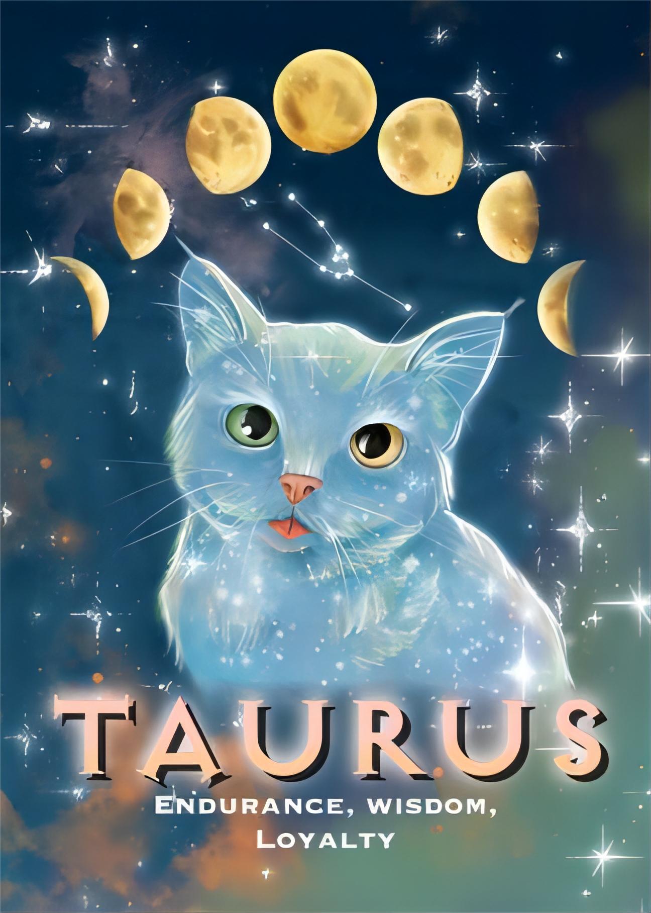Cosmic Taurus Zodiac Cat 40*50CM(Canvas) Full Round Drill Diamond Painting gbfke