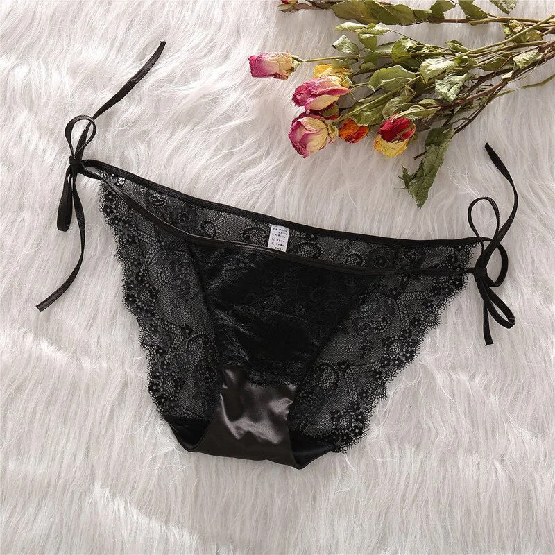 FINETOO Sexy Lace Panties Women Lacing Low Waist Underwear Floral Ladies Underpants Transparent Lace Panty Sexy Female Lingerie