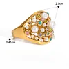 Stylish Rhinestone Zircon Pearl Golden Rings