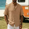 Men's Vacation Surfing Linen Stand-Collar Shirt by Inlyline