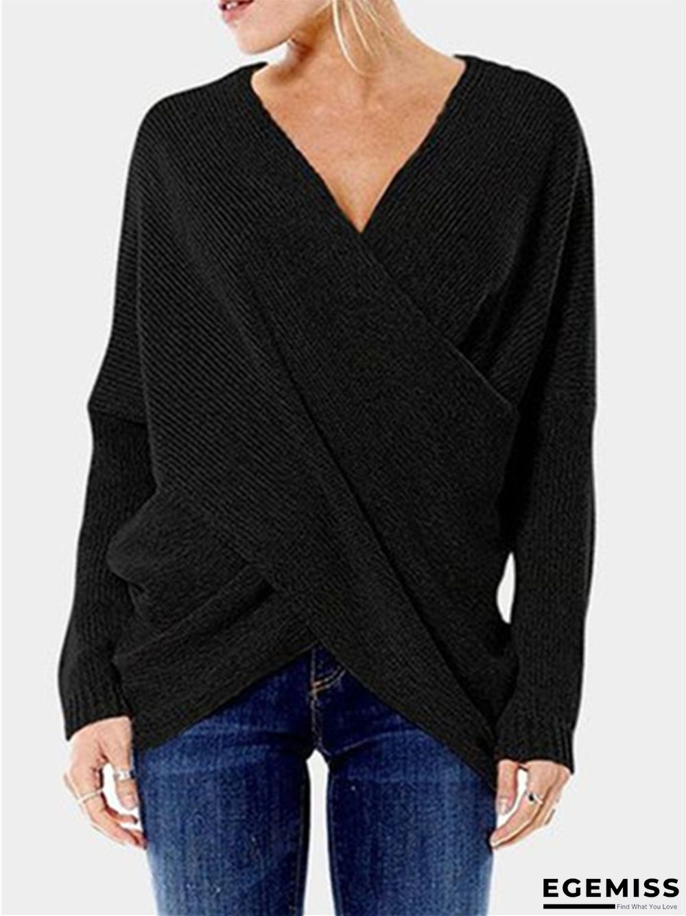 Fashion Inclined Solid Color Irregular Hem Sweater | EGEMISS