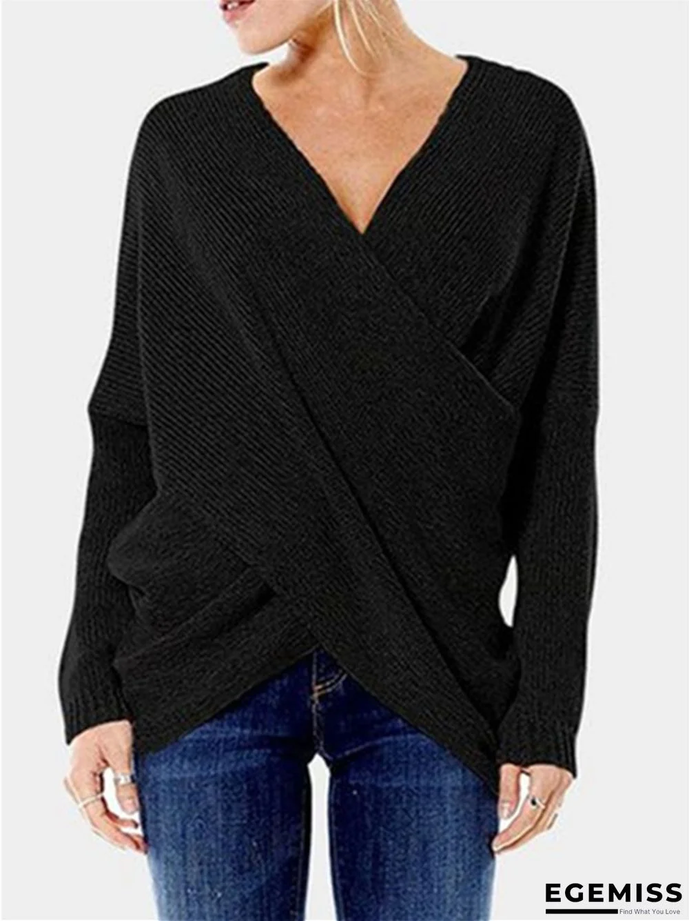 Fashion Inclined Solid Color Irregular Hem Sweater | EGEMISS