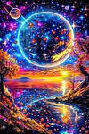 Luxury AB Velvet Diamond Painting Kit - Planet Landscape