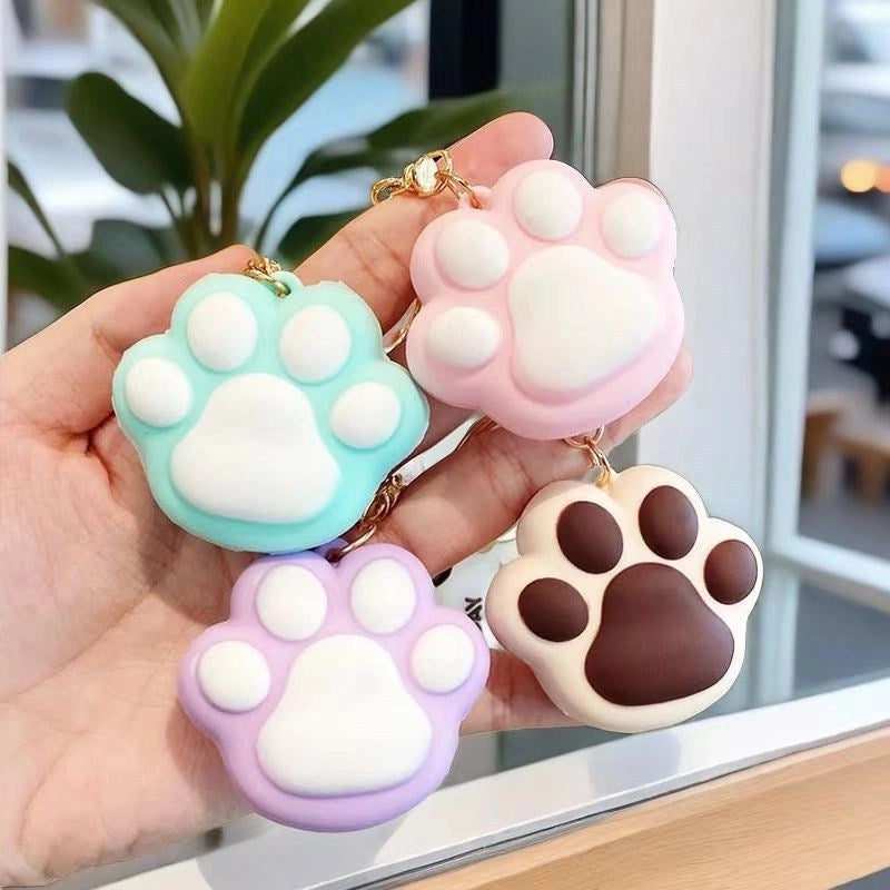 Cute Paw Print Silica Gel Unisex Bag Pendant Keychain