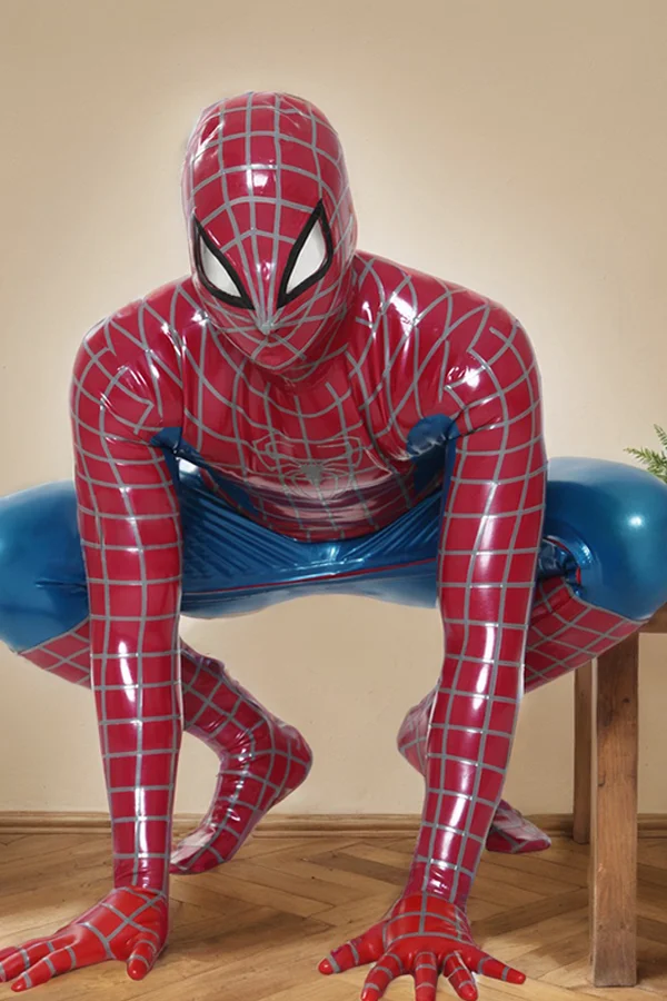 Men Latex Catsuits Cosplay Spider Total Coverage