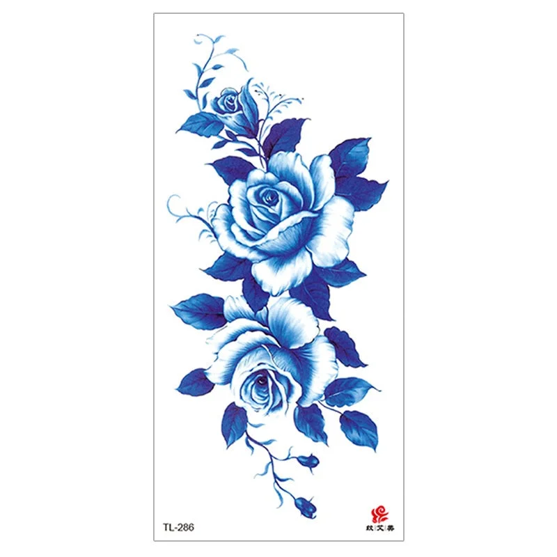 Peony Rose Temporary Tattoo Stickers,Women Body Art Tattoo,Girl Back Breast Arm Leg Red Blue Pink Flower Fake Tatoos