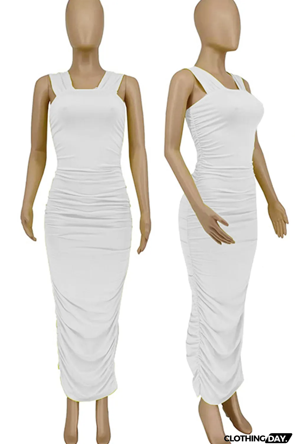 Red Sexy Solid Split Joint Square Collar Pencil Skirt Dresses