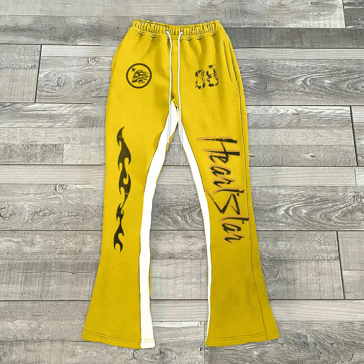 Loveciss®/ Personalized Casual Street Style Retro Print Color Matching Flared Sweats Trousers