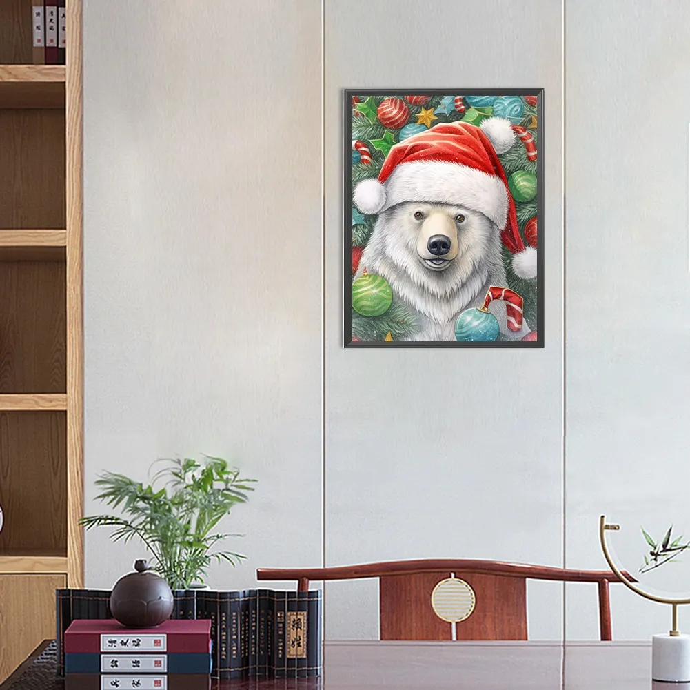 Partial AB Diamond Painting - Full Square Drill - Xmas Bear(Canvas|35*45cm)