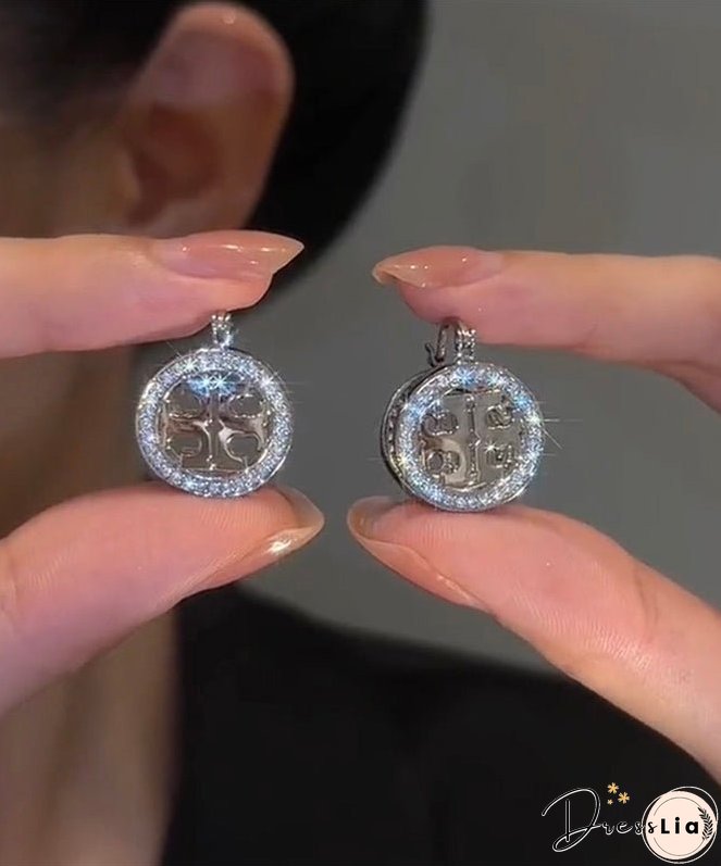 Modern Silk Metal Zircon Circle Drop Earrings