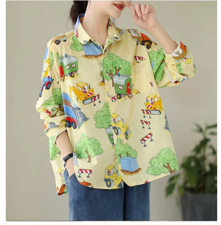 Cute Colorful Printed Long Sleeve Shirt