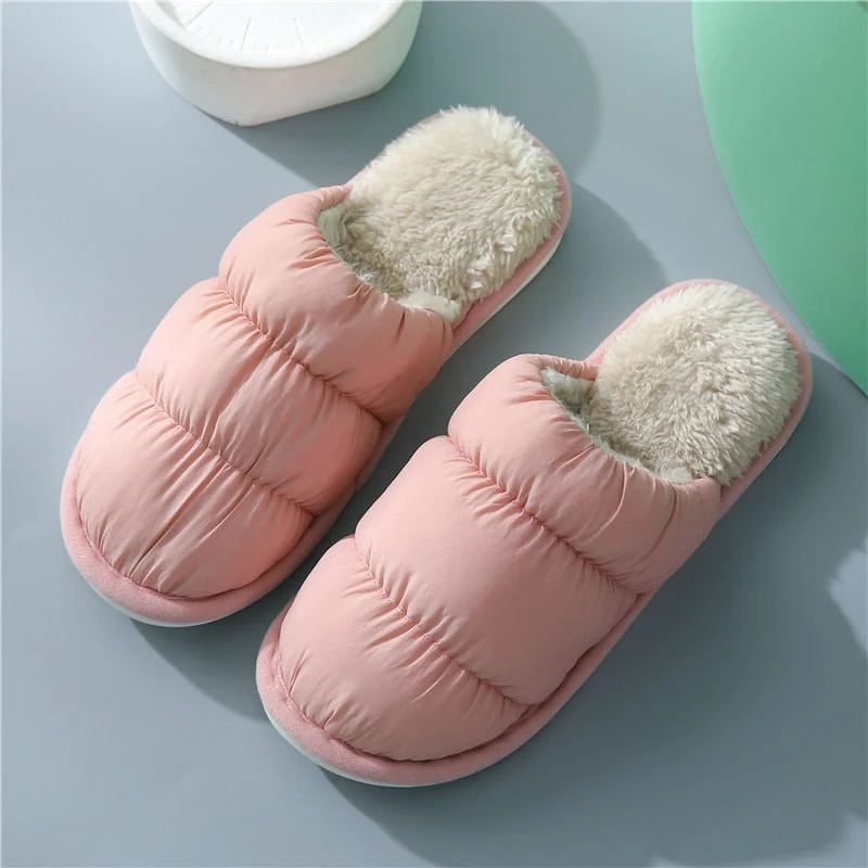 Winter Women Slippers Down cloth Home Slippers Non-Slip Soft Warm House Slippers Indoor Bedroom Lovers Couples Floor Shoes Women