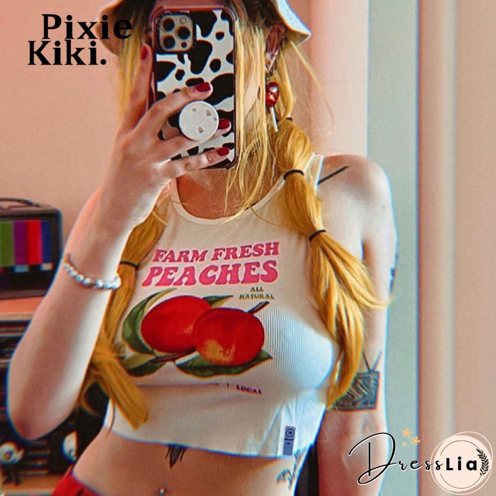 Y2K Style Tops Cute Outfits For Women Summer Clothes Sexy Letter Cartoon Printed Rib Crop Tank Top E Girl P98 Bz10