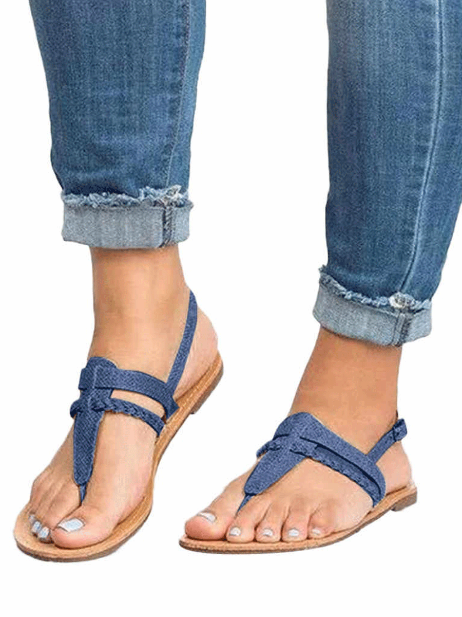 Summer Leopard Buckle Strap Flat Sandals